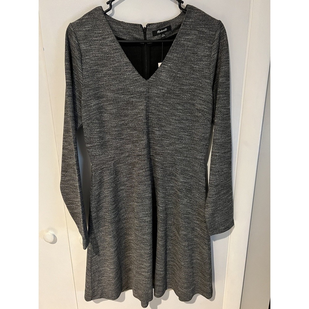 NWT Madewell Bridgewalk Sz 10 Dress Vneck Heather Gray Long Sleeve‎ Career